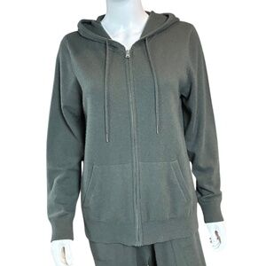 Quince 100% Cashmere Zip Hoodie – Moss Green – Size M – Excellent Condition